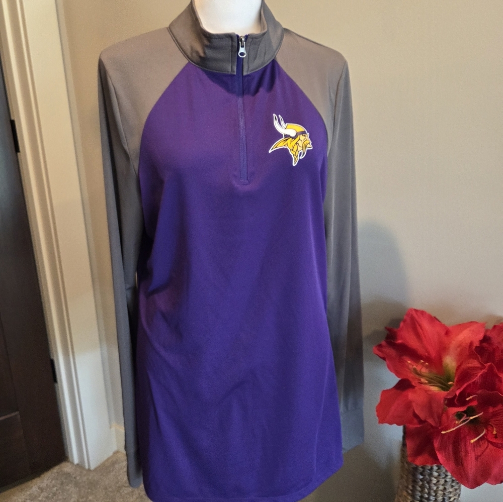 XL 1/4 Quarter Zip Womens Vikings Long Sleeve Pull Over